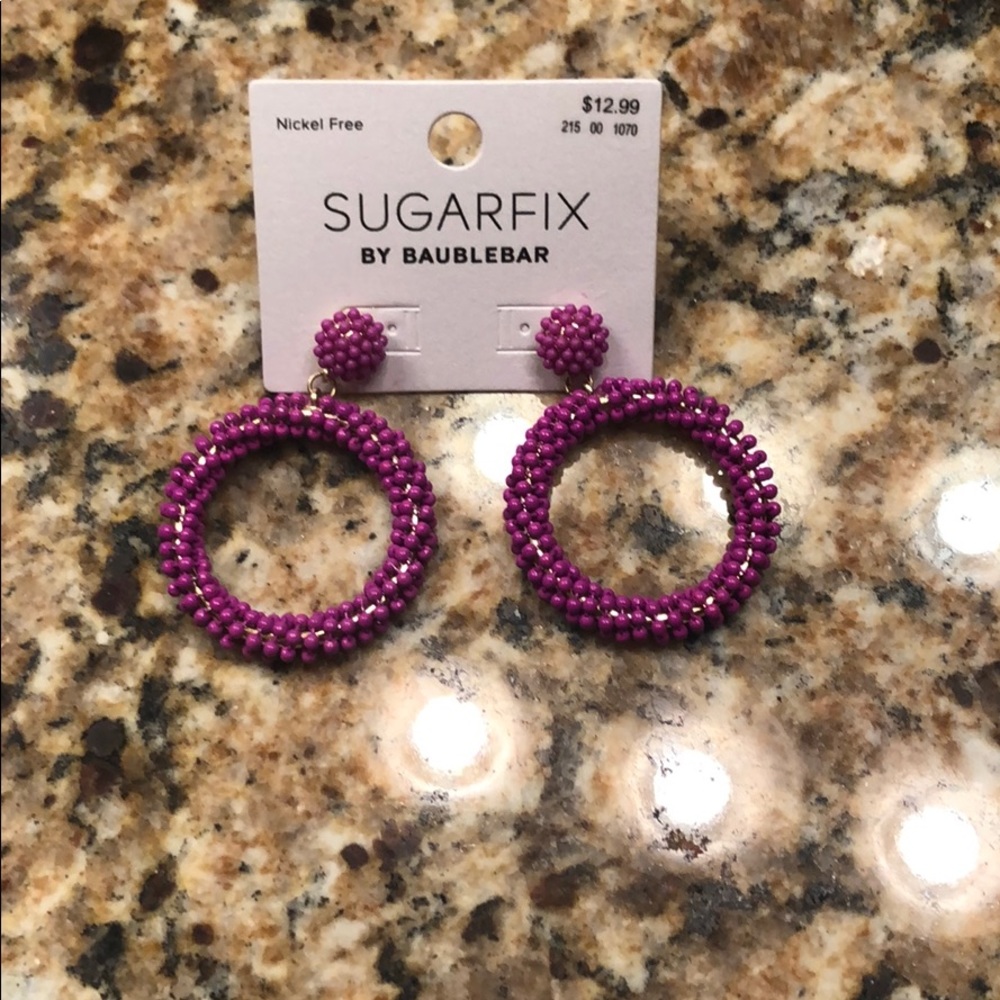 Sugar fix large purple beaded earrings